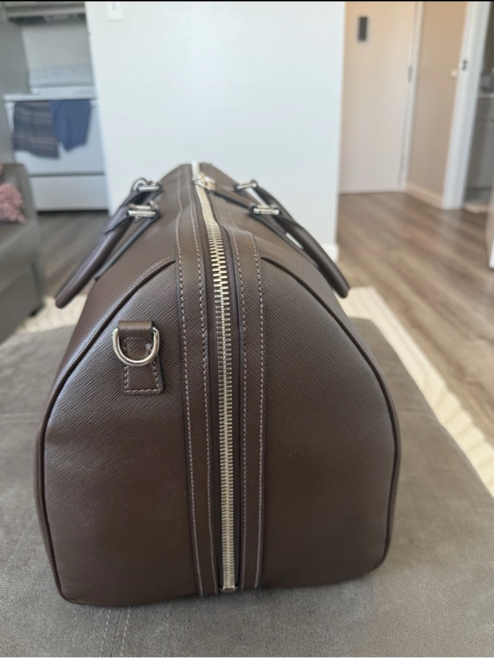 Prada Brown Saffiano Leather Duffle Bag - Picture 5 of 8